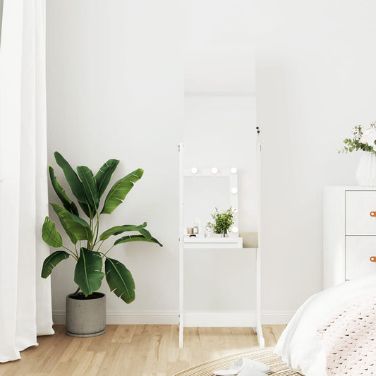 Berkfield Mirror Jewellery Cabinet Free Standing White 42x38x152 cm