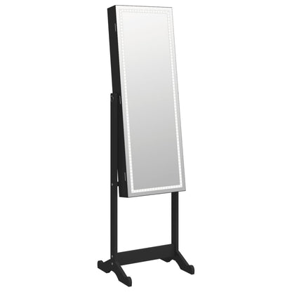 Berkfield Mirror Jewellery Cabinet with LED Lights Free Standing Black
