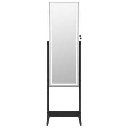 Berkfield Mirror Jewellery Cabinet with LED Lights Free Standing Black