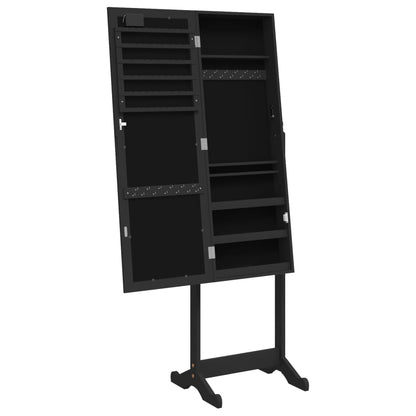 Berkfield Mirror Jewellery Cabinet with LED Lights Free Standing Black