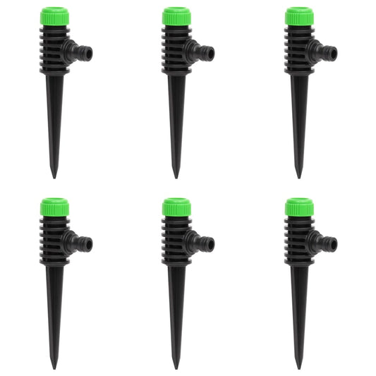 Berkfield Rotating Sprinklers 6 pcs Green and Black 3x6x19.5 cm ABS & PP