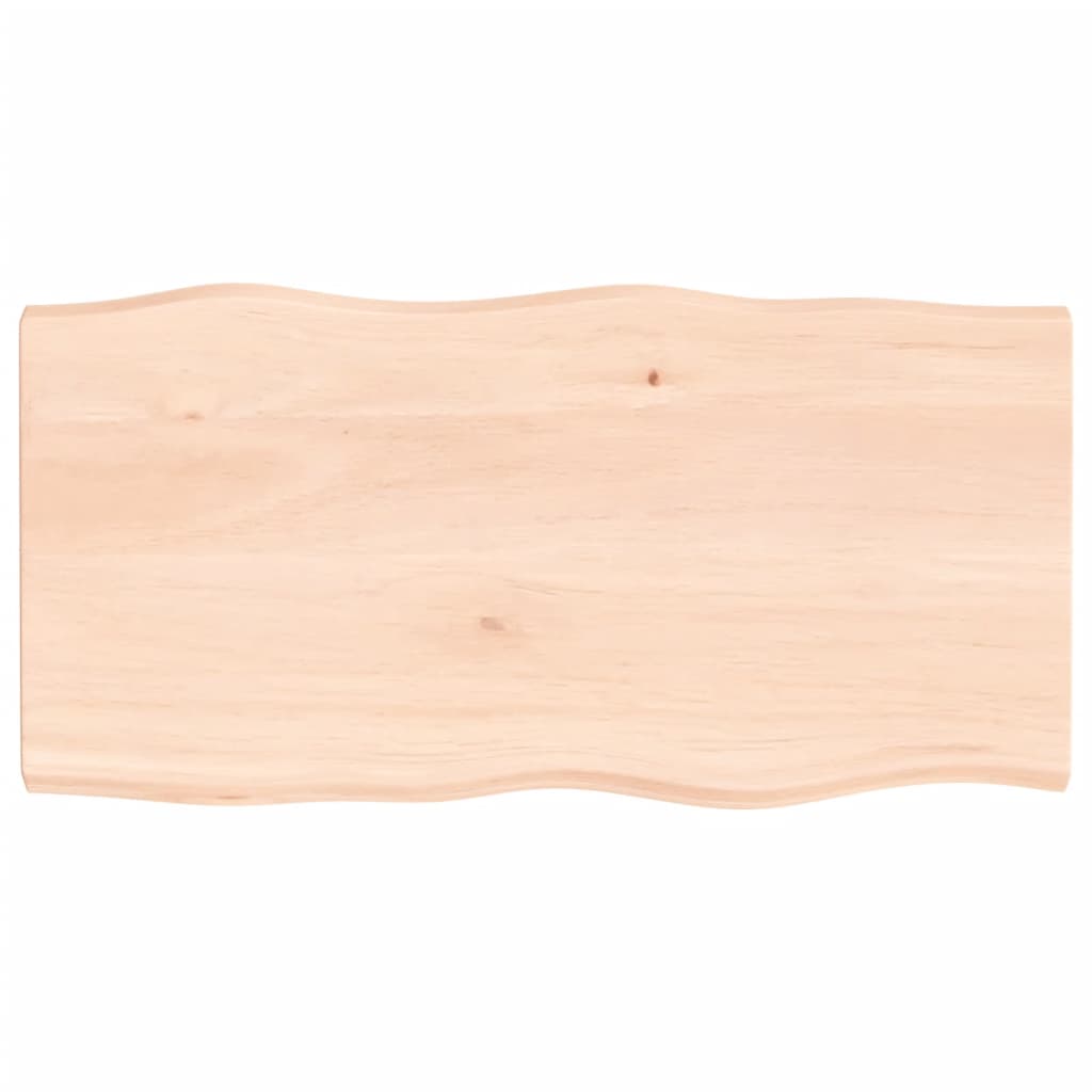 Berkfield Table Top 100x50x4 cm Untreated Solid Wood Oak Live Edge
