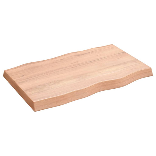 Berkfield Table Top Light Brown 80x50x6 cm Treated Solid Wood Oak Live Edge