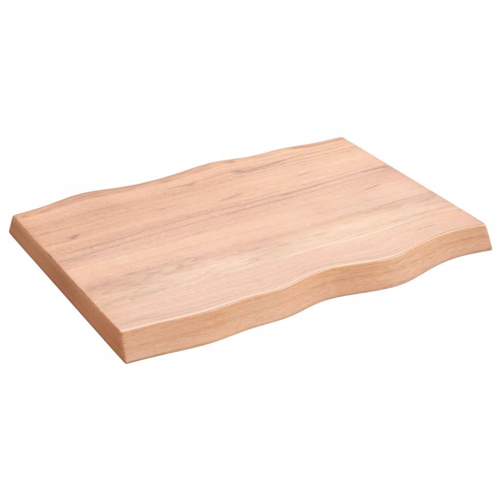 Berkfield Table Top Light Brown 80x60x6 cm Treated Solid Wood Oak Live Edge