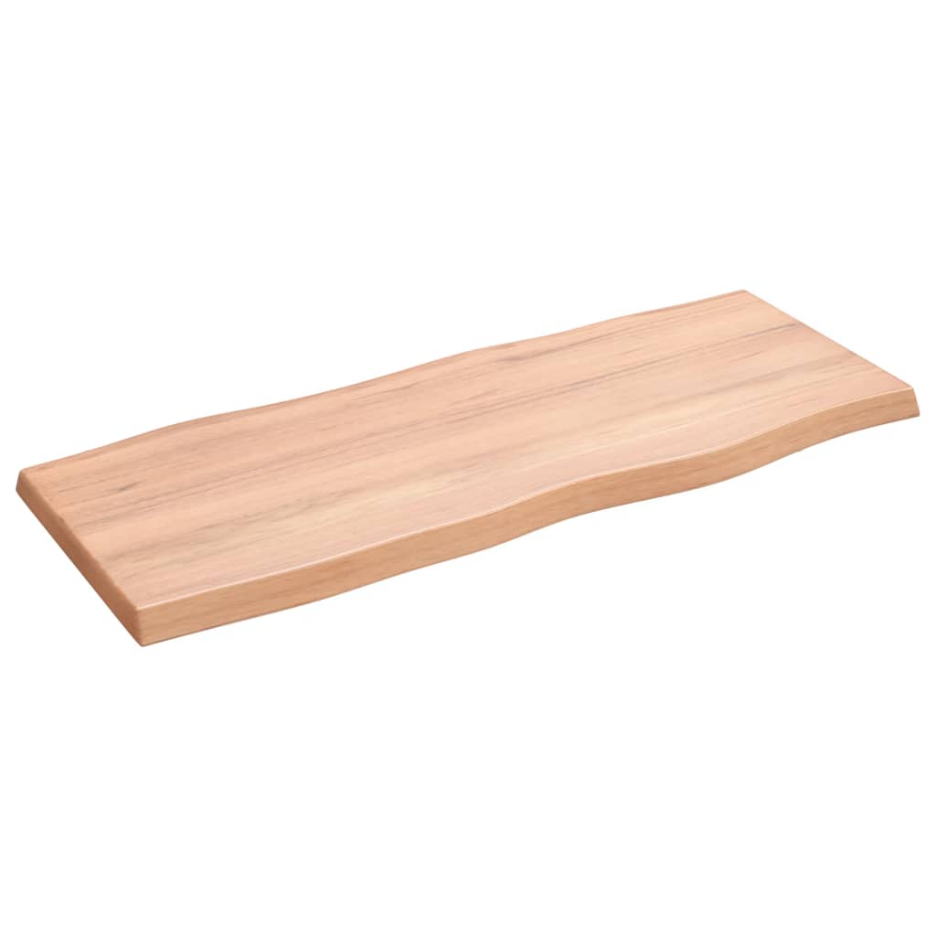 Berkfield Table Top Light Brown 100x40x4 cm Treated Solid Wood Oak Live Edge