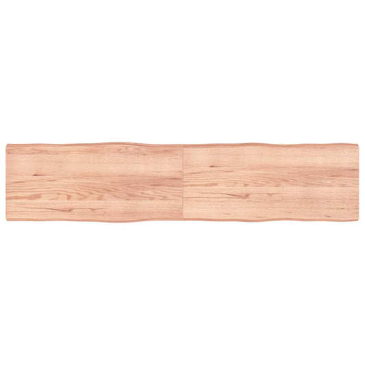 Berkfield Table Top Light Brown 220x50x6 cm Treated Solid Wood Oak Live Edge