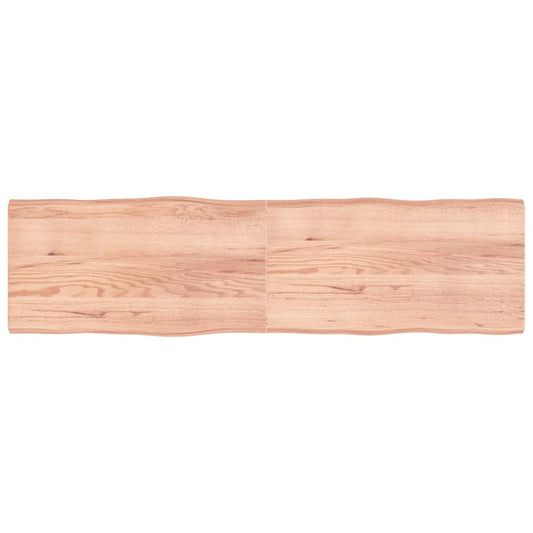 Berkfield Table Top Light Brown 220x60x6 cm Treated Solid Wood Oak Live Edge