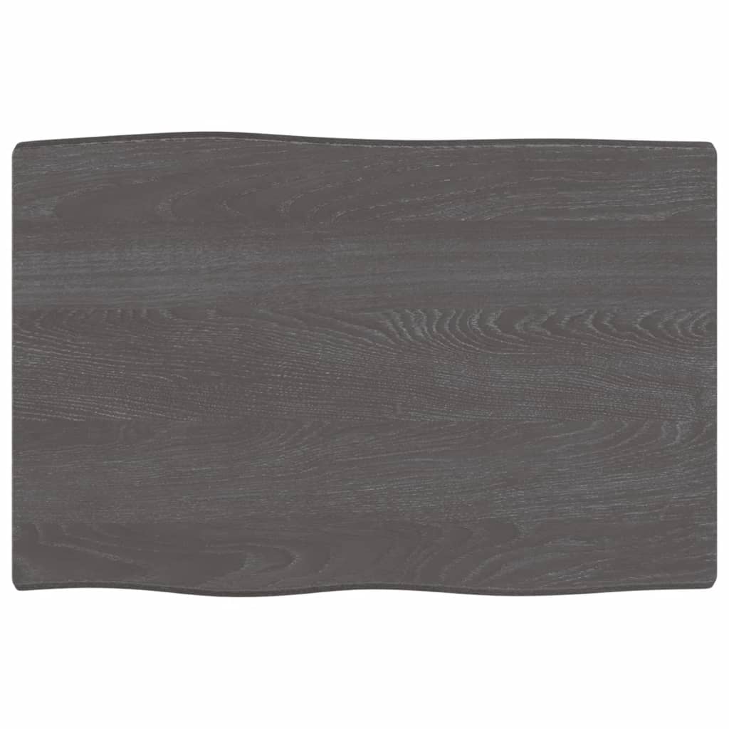 Berkfield Table Top Dark Grey 60x40x6 cm Treated Solid Wood Oak Live Edge