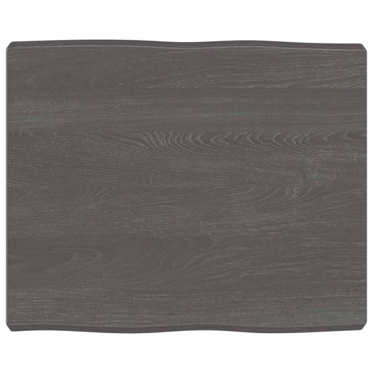Berkfield Table Top Dark Grey 60x50x6 cm Treated Solid Wood Oak Live Edge