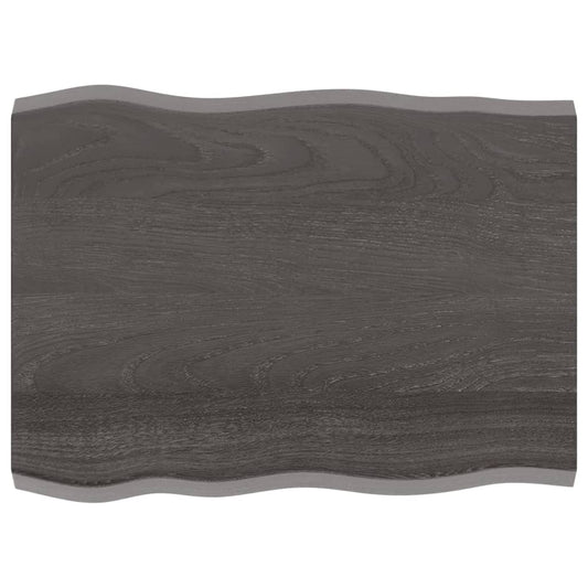 Berkfield Table Top Dark Grey 80x60x4 cm Treated Solid Wood Oak Live Edge