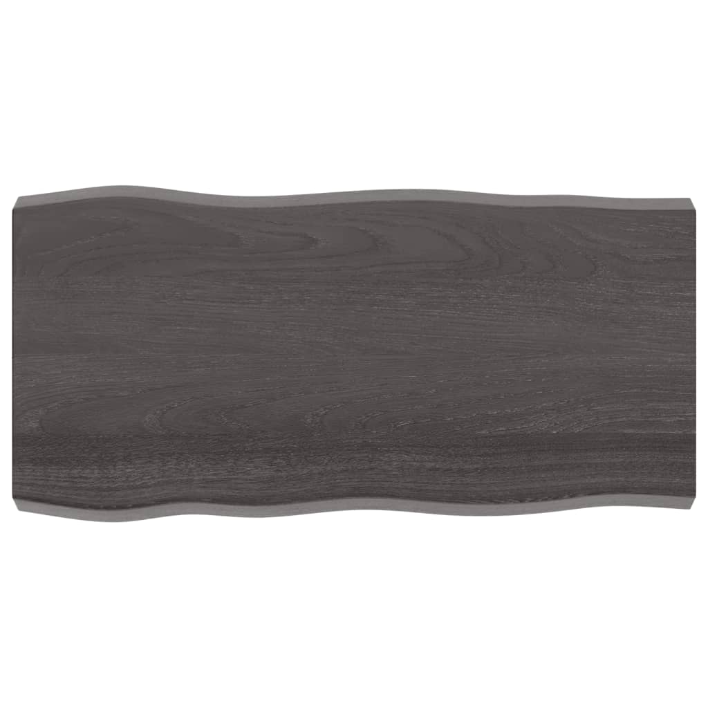 Berkfield Table Top Dark Grey 100x50x6 cm Treated Solid Wood Oak Live Edge