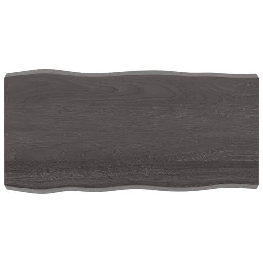 Berkfield Table Top Dark Grey 100x50x6 cm Treated Solid Wood Oak Live Edge