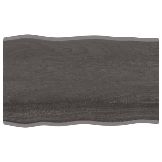 Berkfield Table Top Dark Grey 100x60x2 cm Treated Solid Wood Oak Live Edge