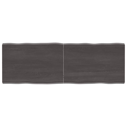 Berkfield Table Top Dark Grey 120x40x4 cm Treated Solid Wood Oak Live Edge