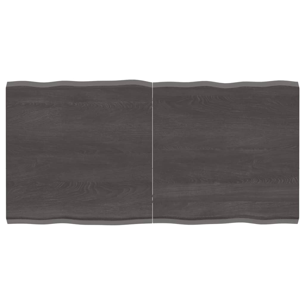 Berkfield Table Top Dark Grey 120x60x4 cm Treated Solid Wood Oak Live Edge