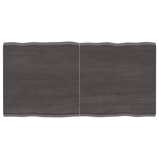 Berkfield Table Top Dark Grey 120x60x4 cm Treated Solid Wood Oak Live Edge