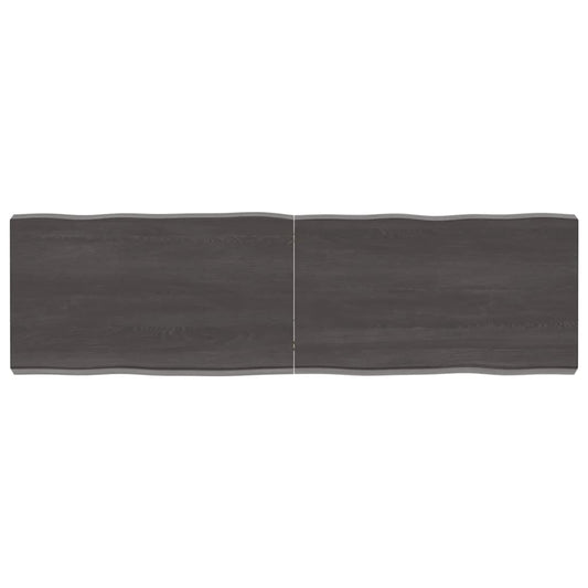 Berkfield Table Top Dark Grey 140x40x6 cm Treated Solid Wood Oak Live Edge
