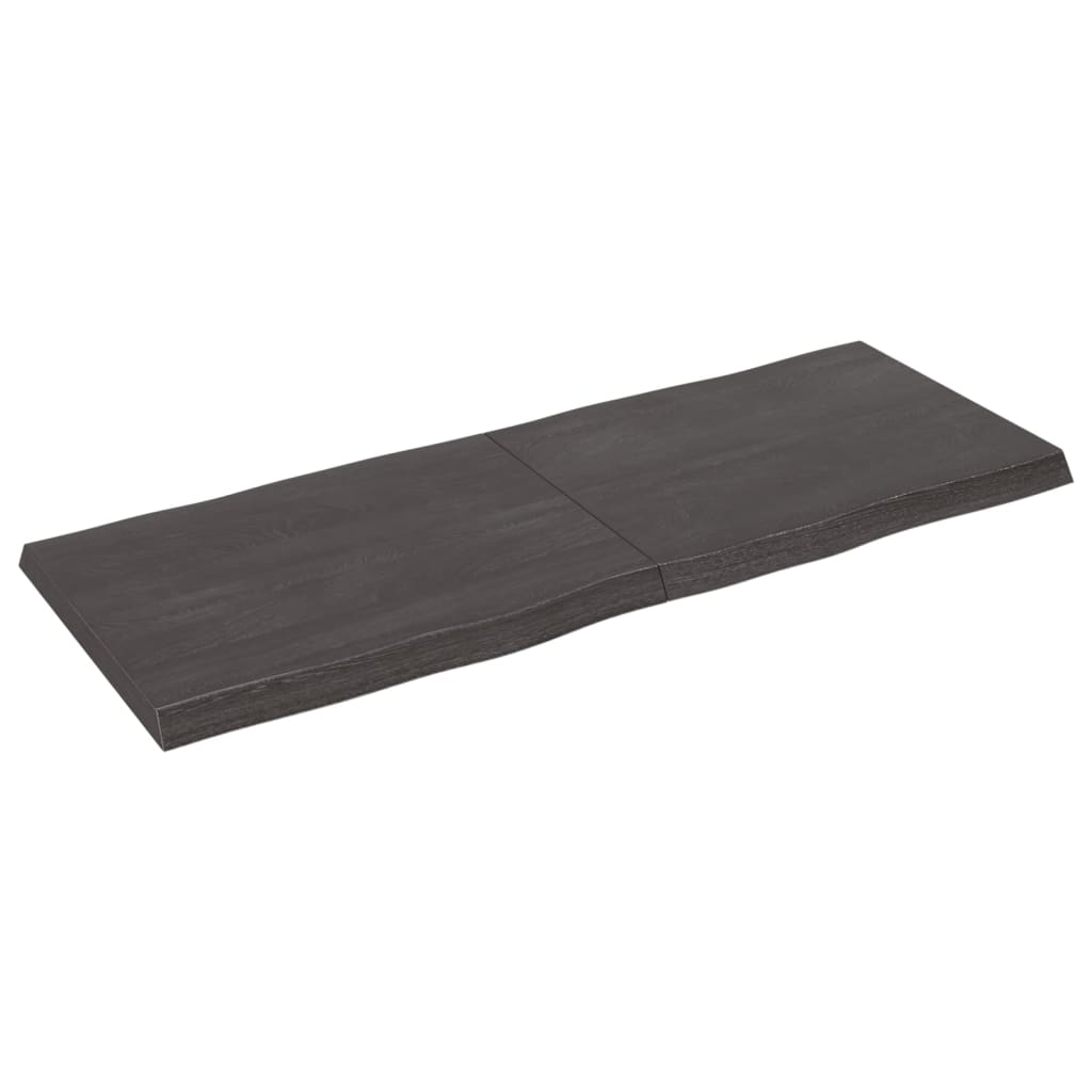 Berkfield Table Top Dark Grey 140x50x4 cm Treated Solid Wood Oak Live Edge