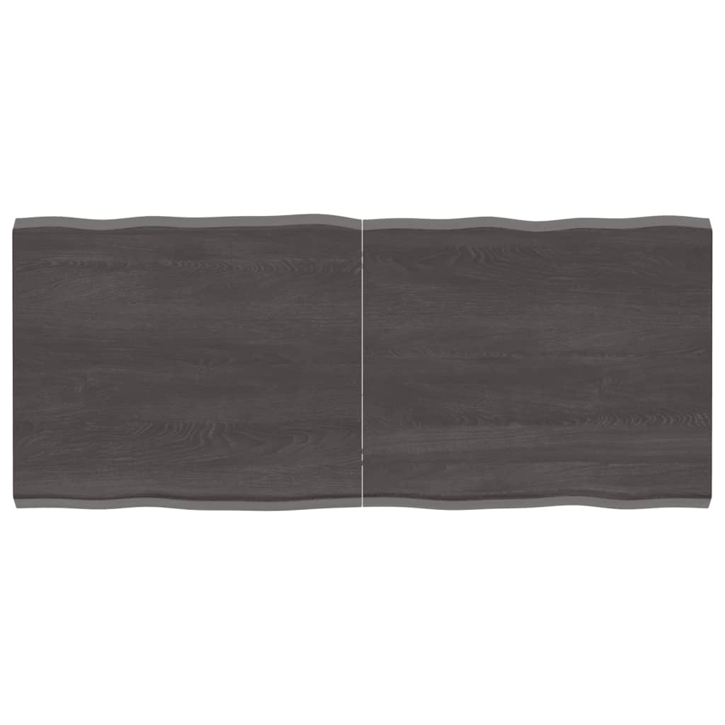 Berkfield Table Top Dark Grey 140x60x4 cm Treated Solid Wood Oak Live Edge