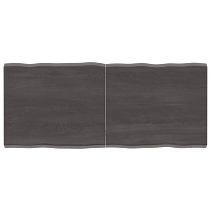Berkfield Table Top Dark Grey 140x60x4 cm Treated Solid Wood Oak Live Edge