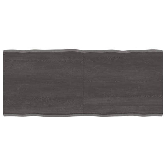 Berkfield Table Top Dark Grey 140x60x4 cm Treated Solid Wood Oak Live Edge