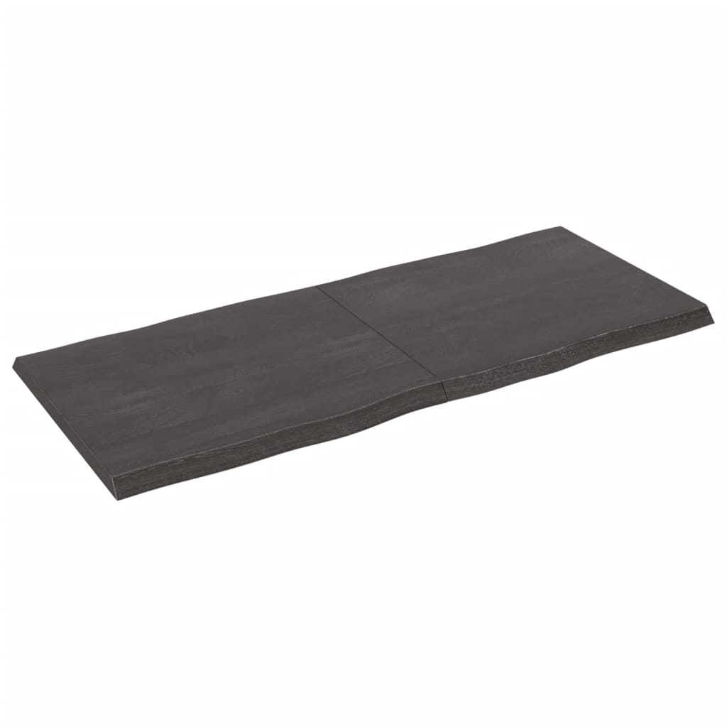 Berkfield Table Top Dark Grey 140x60x4 cm Treated Solid Wood Oak Live Edge