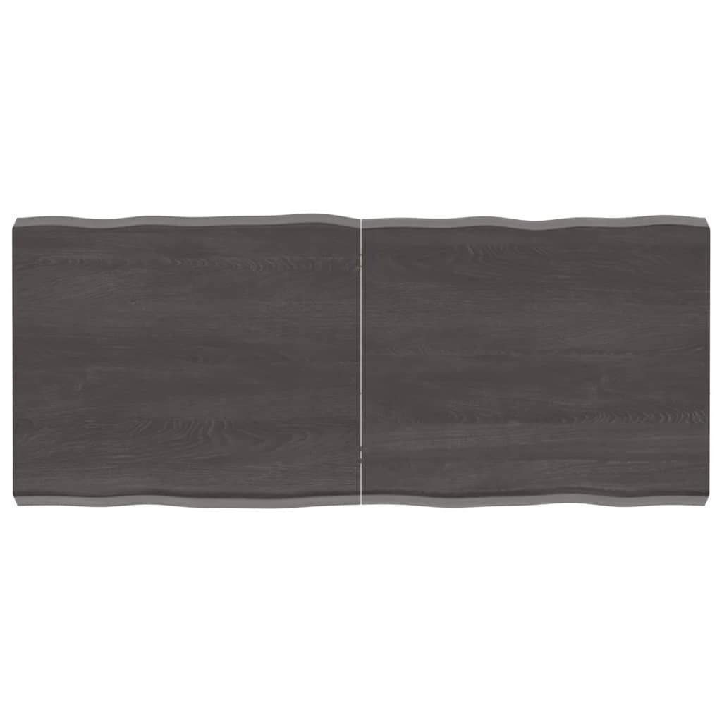 Berkfield Table Top Dark Grey 140x60x6 cm Treated Solid Wood Oak Live Edge