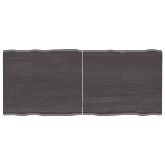 Berkfield Table Top Dark Grey 140x60x6 cm Treated Solid Wood Oak Live Edge