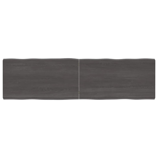 Berkfield Table Top Dark Grey 180x50x6 cm Treated Solid Wood Oak Live Edge