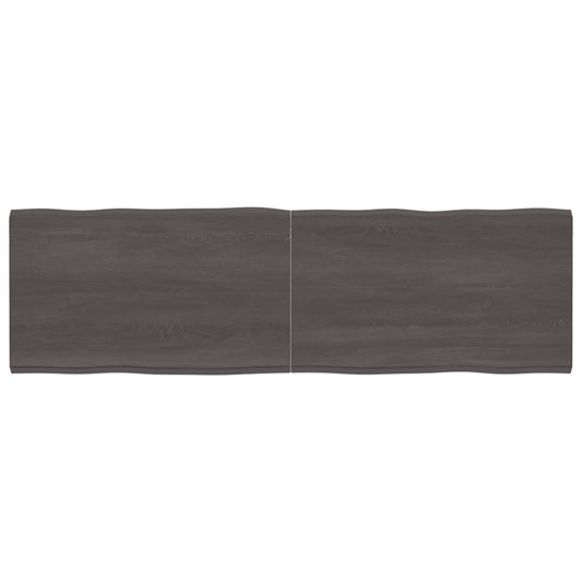 Berkfield Table Top Dark Grey 200x60x4 cm Treated Solid Wood Oak Live Edge