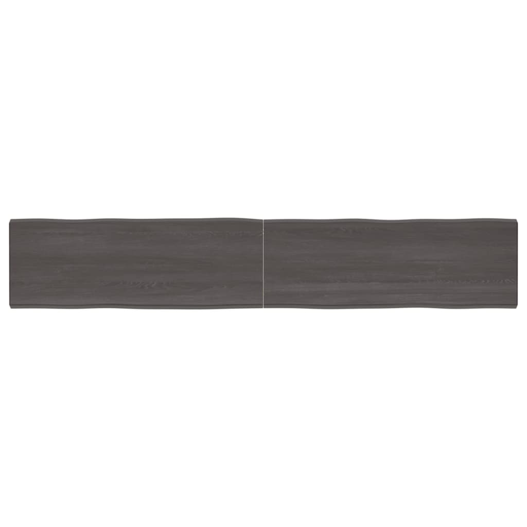 Berkfield Table Top Dark Grey 220x40x4 cm Treated Solid Wood Oak Live Edge
