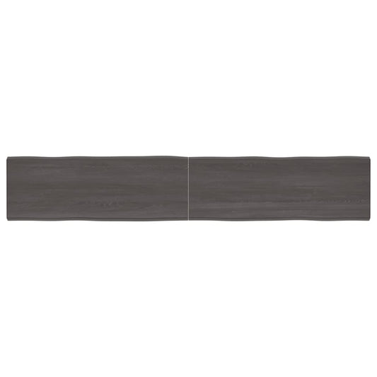 Berkfield Table Top Dark Grey 220x40x4 cm Treated Solid Wood Oak Live Edge
