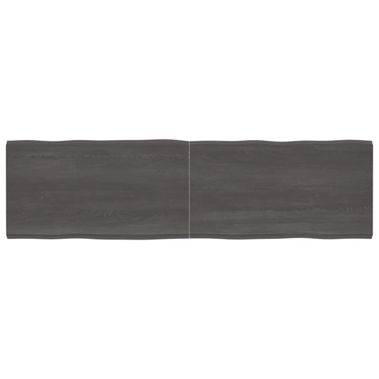 Berkfield Table Top Dark Grey 220x60x4 cm Treated Solid Wood Oak Live Edge