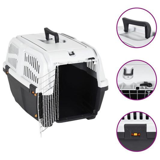Berkfield Pet Carrier with Metal Door 55x36x35 cm Polypropylene