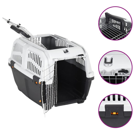 Berkfield Pet Carrier with Metal Door 55x36x35 cm Polypropylene