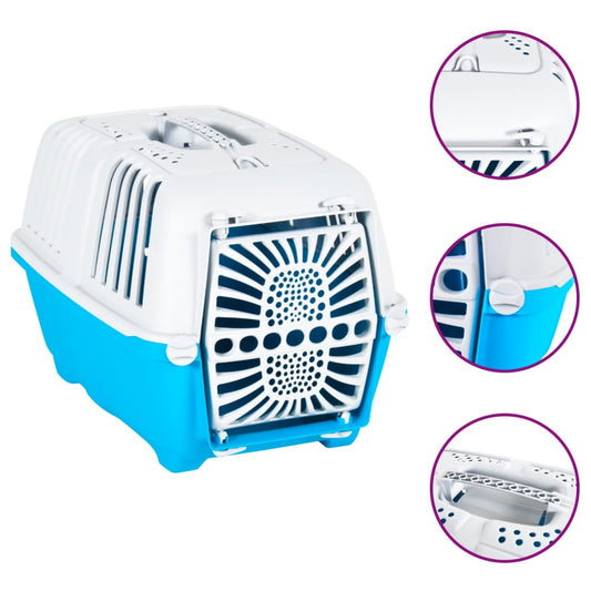 Berkfield Pet Carrier White and Blue 55x36x36cm Polypropylene