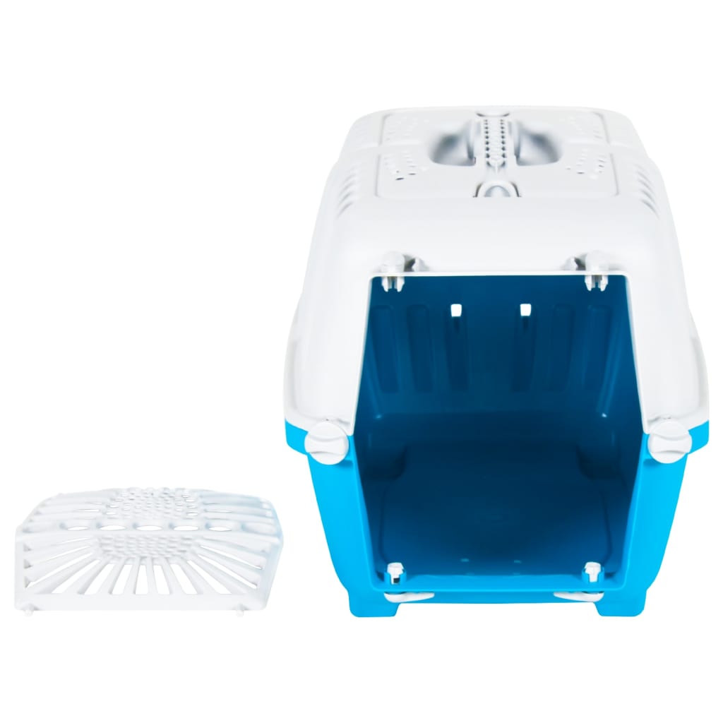 Berkfield Pet Carrier White and Blue 55x36x36cm Polypropylene