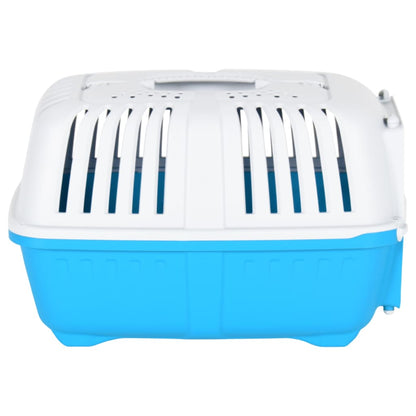Berkfield Pet Carrier White and Blue 55x36x36cm Polypropylene