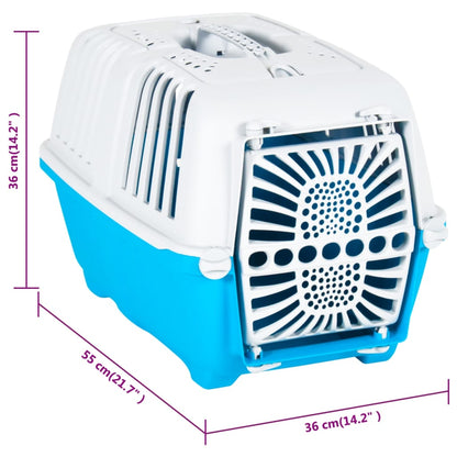 Berkfield Pet Carrier White and Blue 55x36x36cm Polypropylene