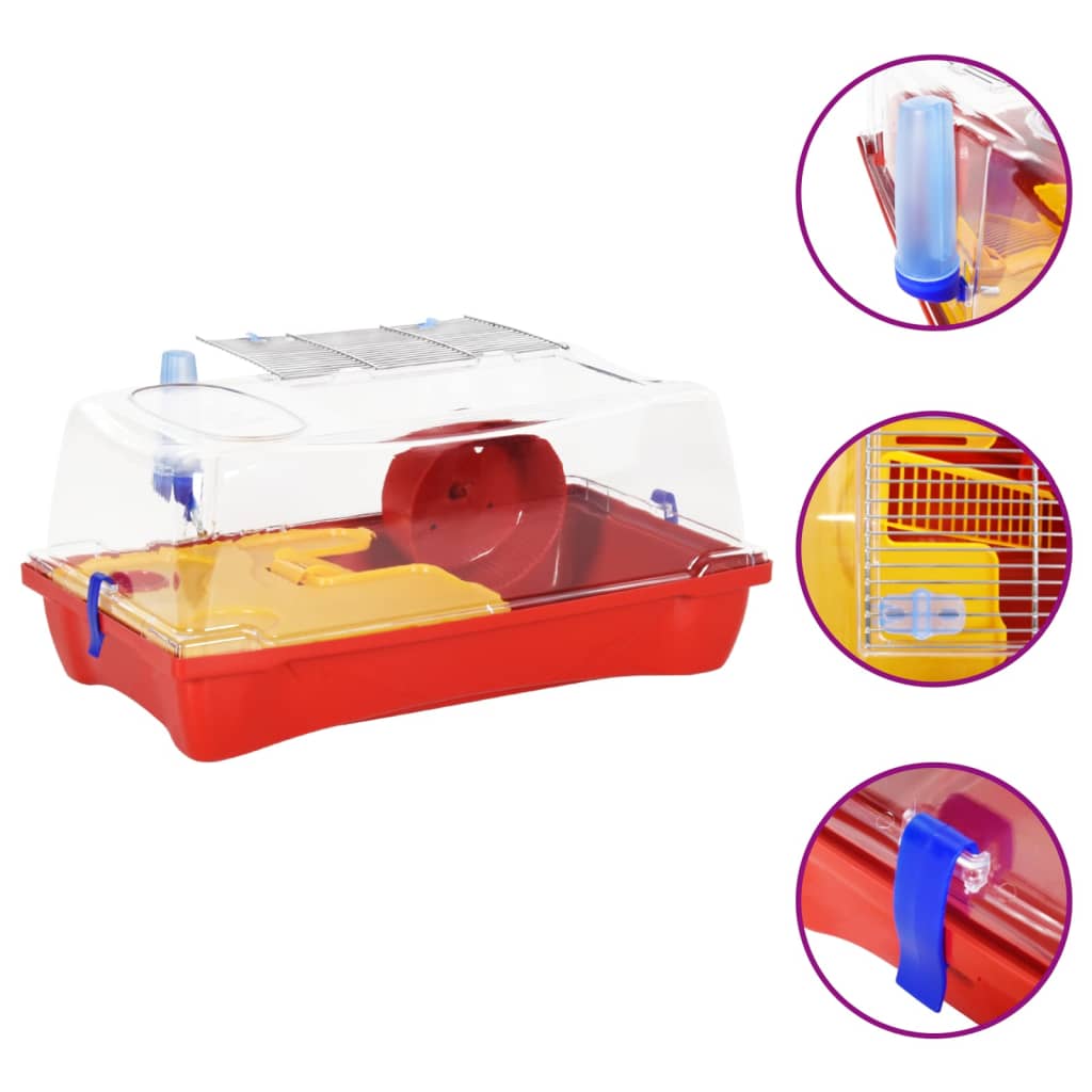 Berkfield Hamster Cage Red 57x33x26 cm Polypropylene
