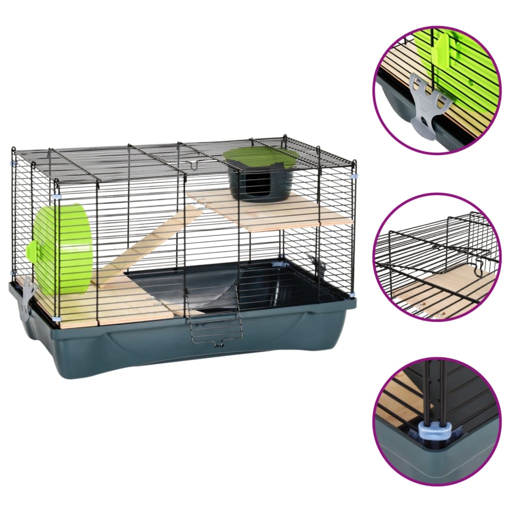 Berkfield Hamster Cage Grey 58x32x36 cm Polypropylene and Metal