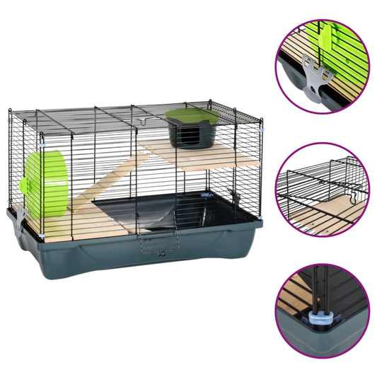 Berkfield Hamster Cage Grey 58x32x36 cm Polypropylene and Metal