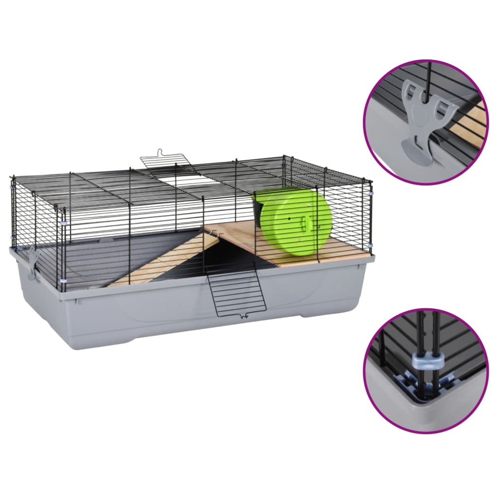 Berkfield Hamster Cage Grey 80x45x34 cm Polypropylene and Metal