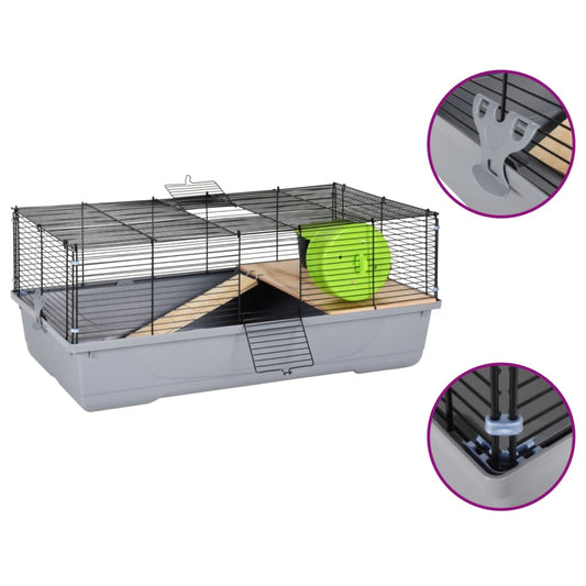 Berkfield Hamster Cage Grey 80x45x34 cm Polypropylene and Metal