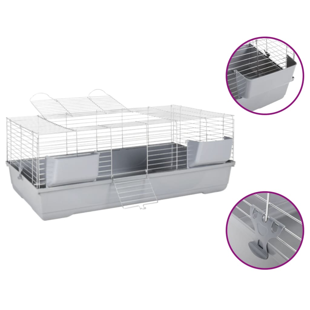 Berkfield Small Animal Cage Grey 118x59x46 cm Polypropylene and Metal