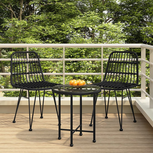 Berkfield 3 Piece Garden Dining Set Black Poly Rattan