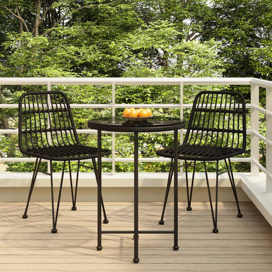 Berkfield 3 Piece Garden Dining Set Black Poly Rattan