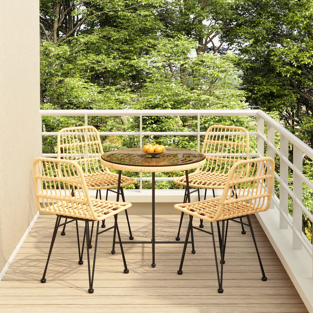 Berkfield 5 Piece Garden Dining Set Poly Rattan