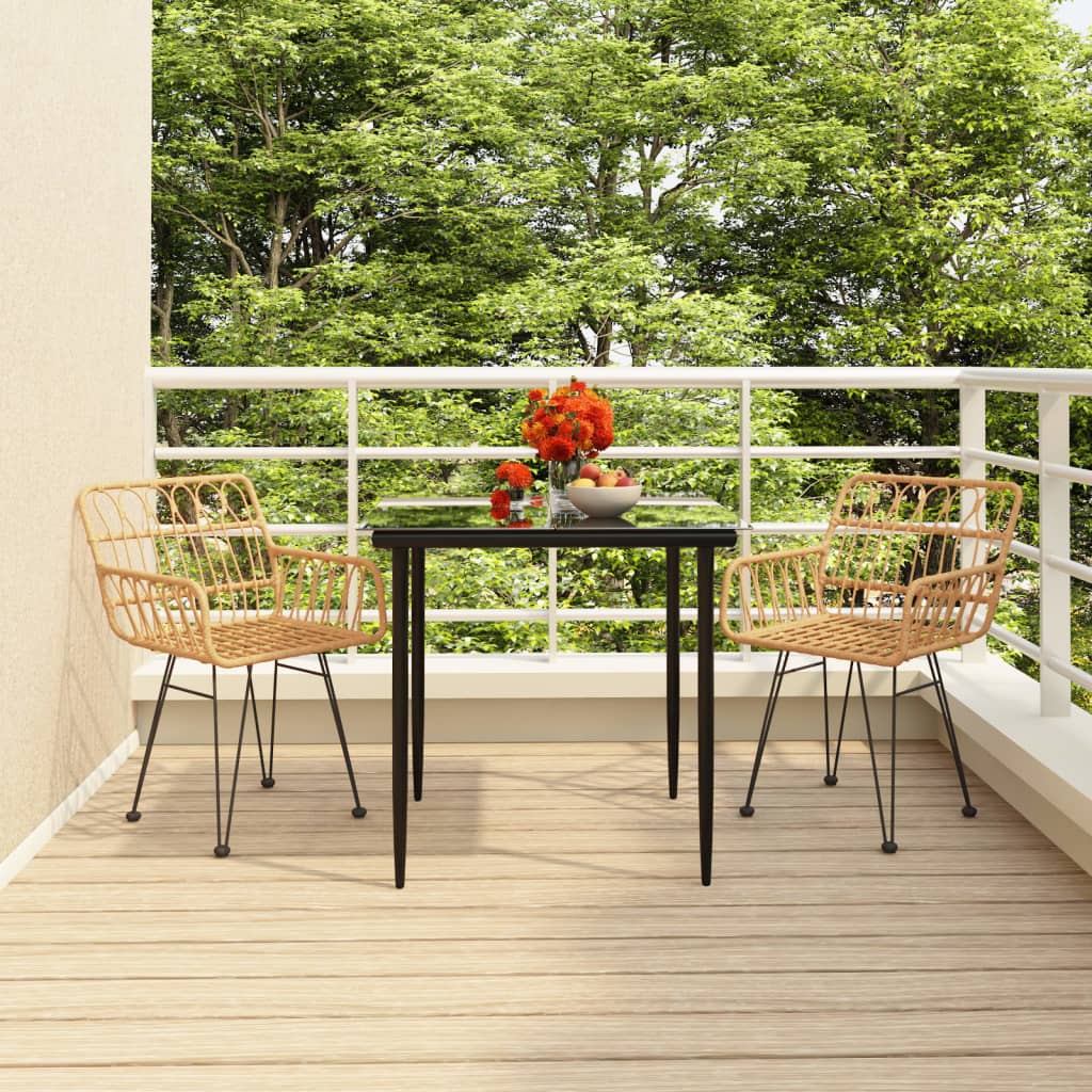 Berkfield 3 Piece Garden Dining Set Poly Rattan