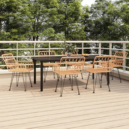 Berkfield 7 Piece Garden Dining Set Poly Rattan
